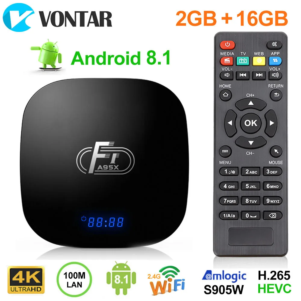 VONTAR Smart 4K tv Box Android 8,1 Amlogic S905W 2 ГБ 16 ГБ 1 г/8 г четырехъядерный SPDIF 2,4 ГГц WiFi медиаплеер мини ТВ-приставка