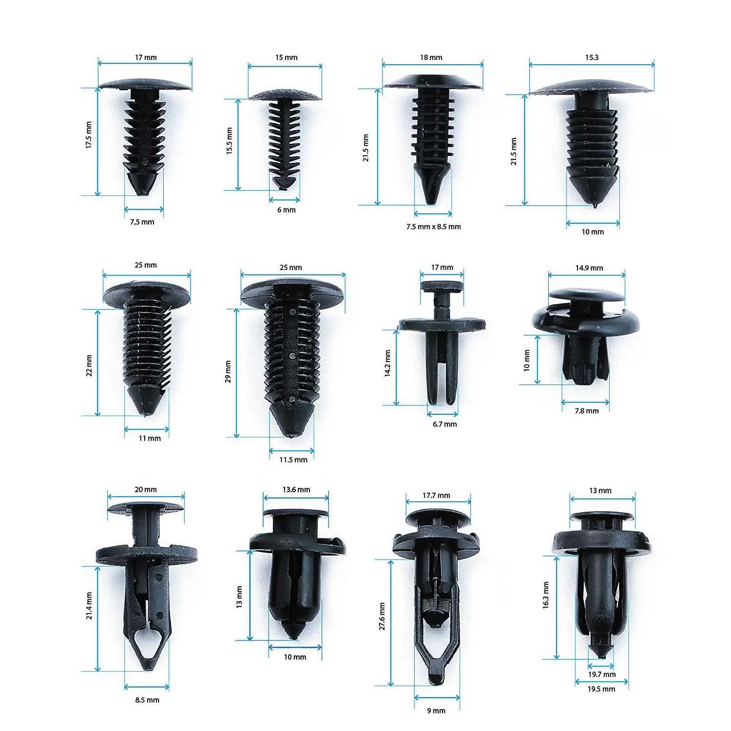

240pcs Car Push Retainer Kit Clip Panel Body Assortment 12 Set Fastener For Hyundai Coupe Dynasty Elantra Equus Genesis Veloster