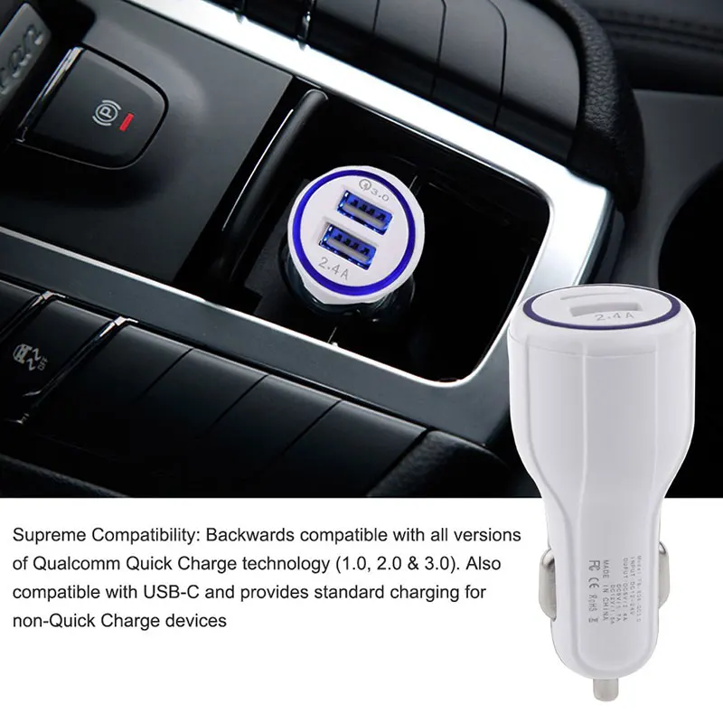 

20 PCS Dual USB Port QC 3.0 Quick Charge Car Charger For iPhone & Samsung