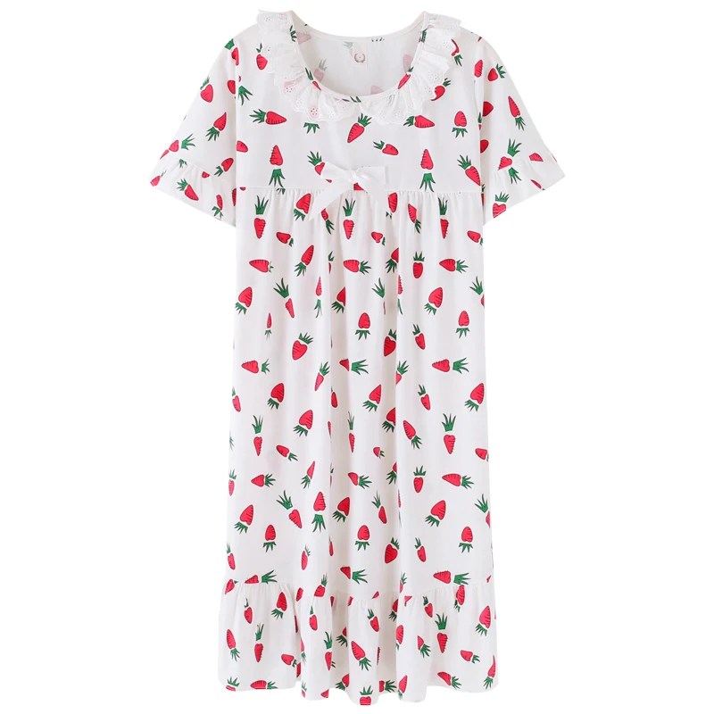 

Princess Sleeping Skirt Summer Lace Sexy Court Womens Nightgown Sleepwear Print Nightwear Pure Cotton Sleepshirts Night Dress