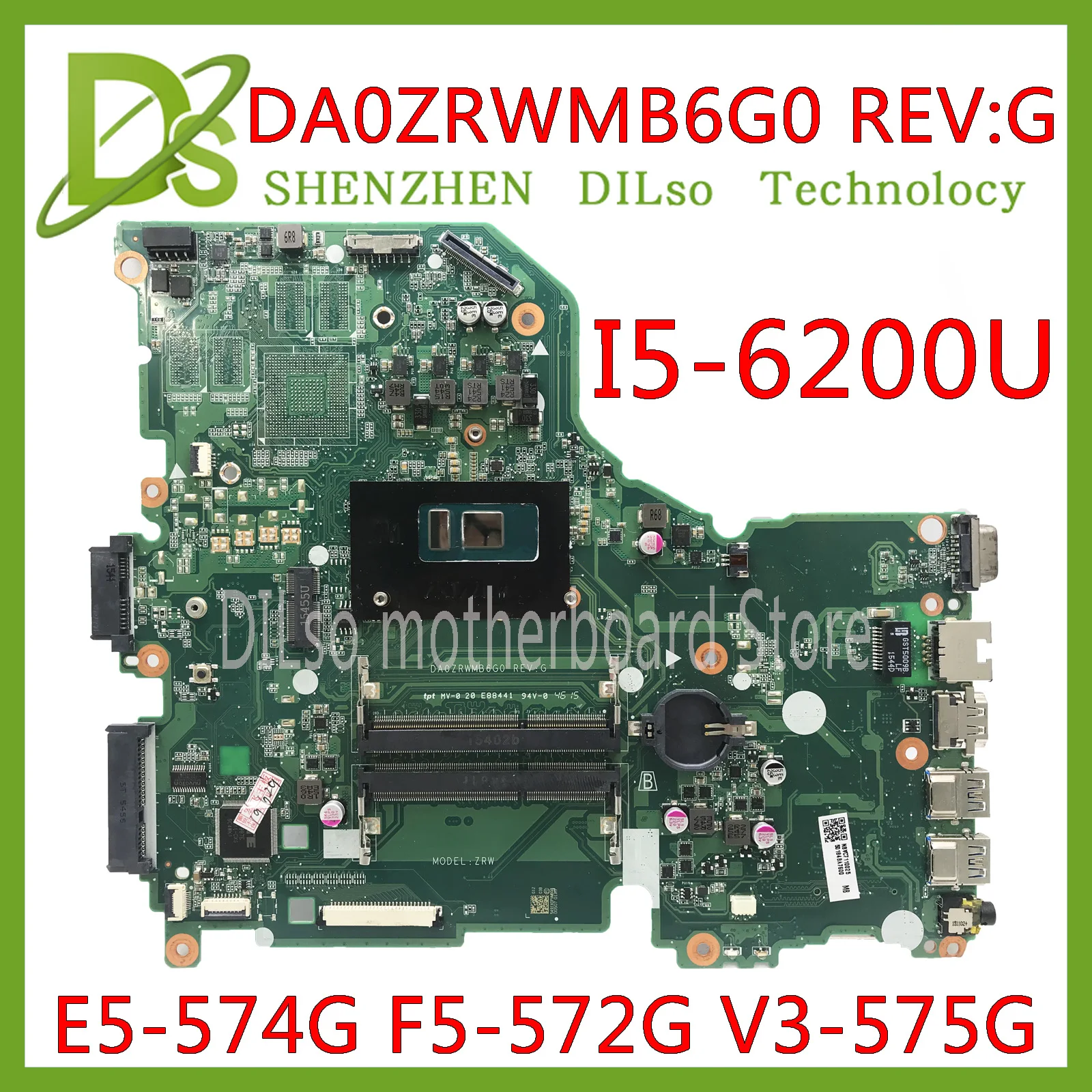 

KEFU E5-574G Mainboard For Acer Aspire E5-574 E5-574G F5-572 V3-575 V3-575G Motherboard I5-6200U CPU DA0ZRWMB6G0 Test original