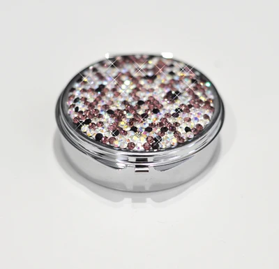 Purple Креативная коробка для таблеток с кристаллами портативный мини Чехол для таблеток из нержавеющей стали металлические круглые коробки для таблеток против давления - Цвет: Purple