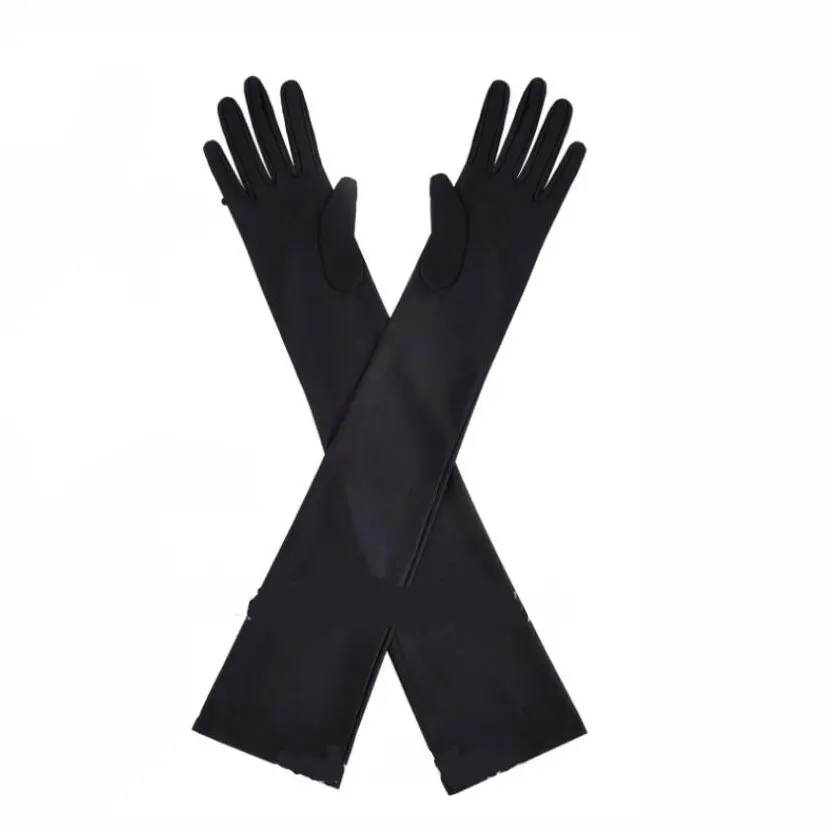 

Women's 50cm Classic Adult Size Long Opera Length Satin Gloves Black