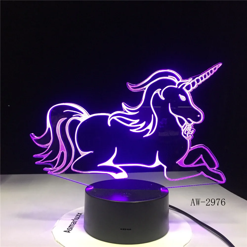 

Beautiful Unicorn Horse LED Desk Table Decoration Night Lamp 3D-2976