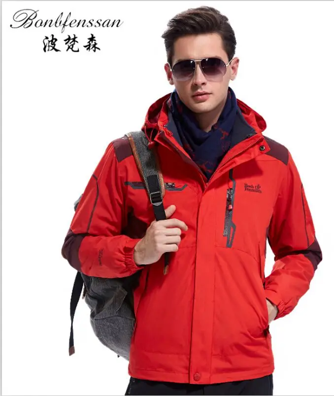red jacket hiking Мужская зимняя флисовая куртка 3 в 1, комплект из 2 предметов, уличная куртка, теплая водонепроницаемая ветрозащитная уличная спортивная походная куртка L1808A - Цвет: red jacket hiking