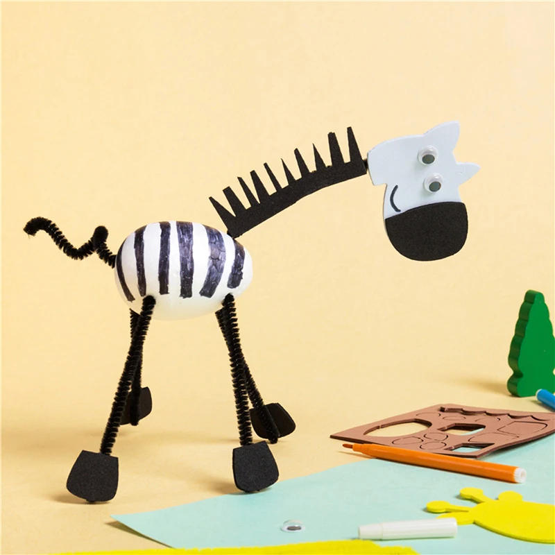 Дети DIY игрушки 3D жираф зебра динозавр животные модель детская живопись яйцо детский сад Развивающие игрушки для детей