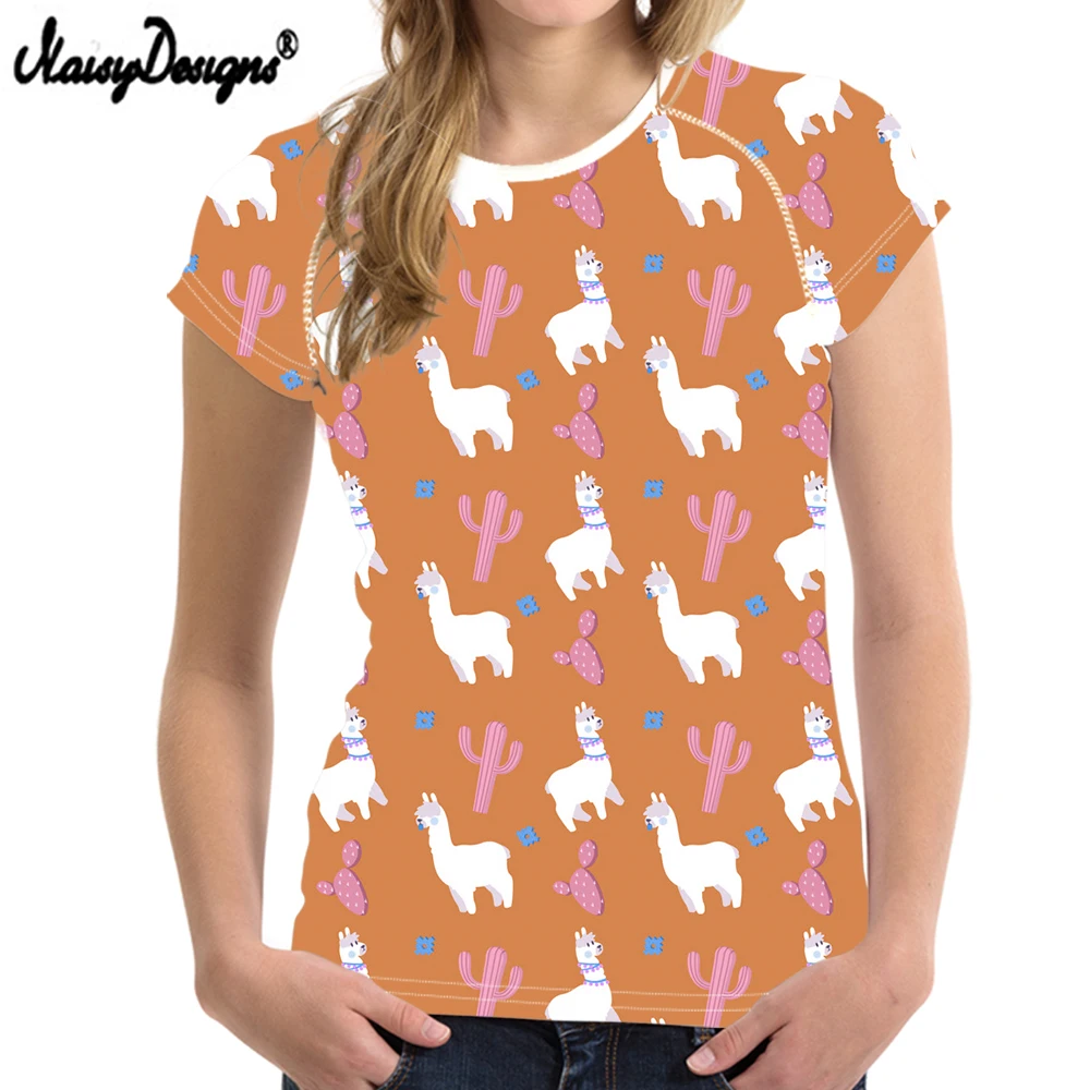 NoisyDesigns Love рисунок Альпака Florla женская футболка Повседневная с круглым вырезом и