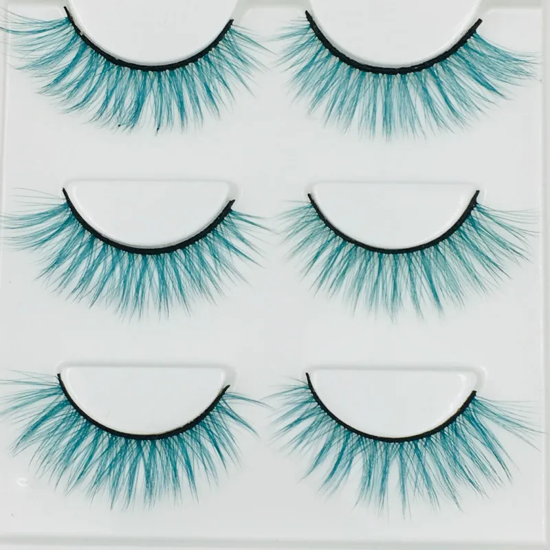 Новые женские модные 3 пары Красочные ручной работы Накладные ресницы макияж