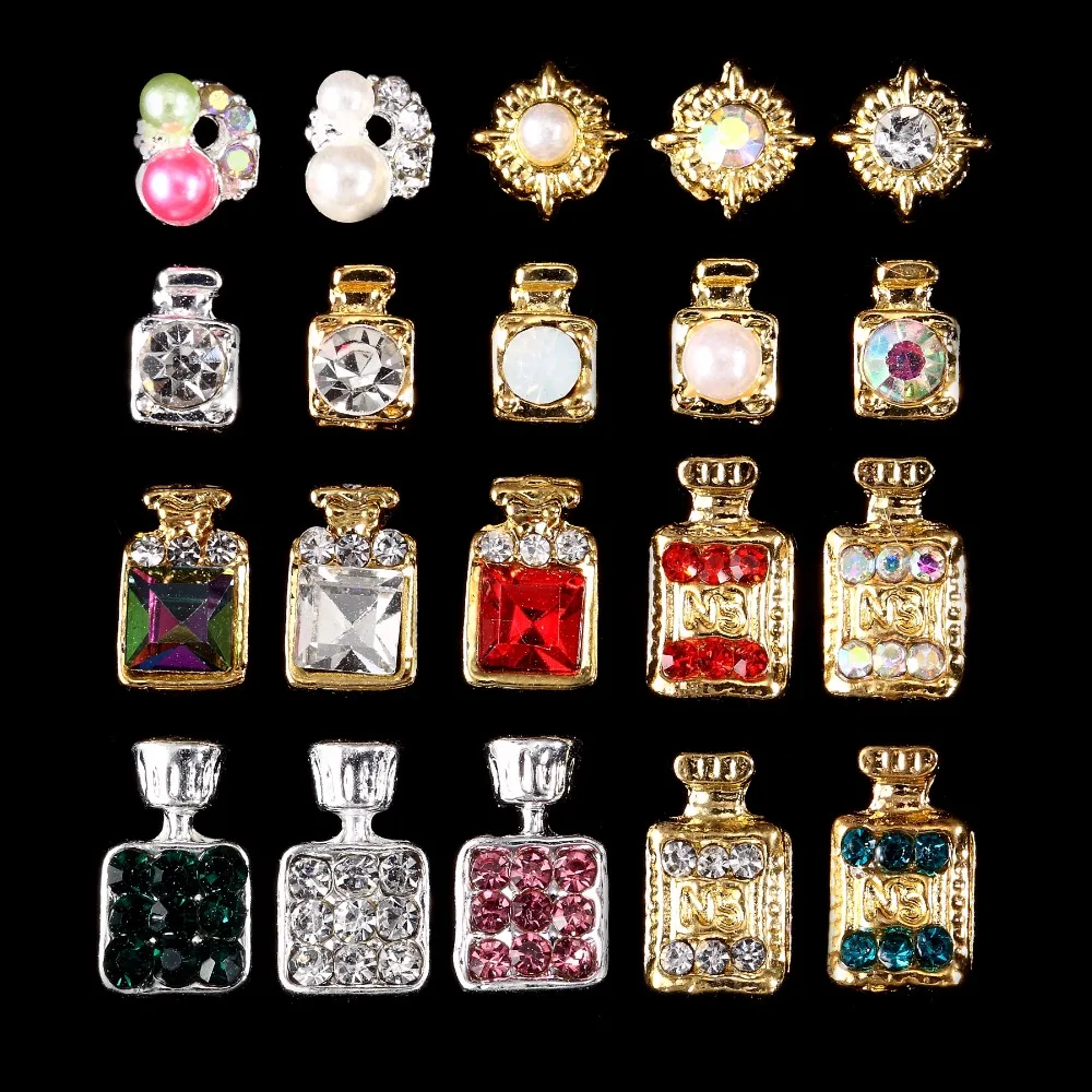 100 шт флакон духов стразы цветок 3d украшения для ногтей сплав наклейки амулеты