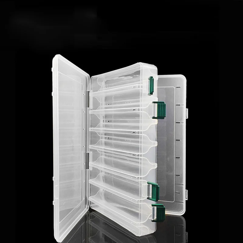 

14 Compartments Double Sided Fishing Lure Bait Minnow Popper Hooks Tackle 27.5*18.5*5cm Waterproof Storage Box Case