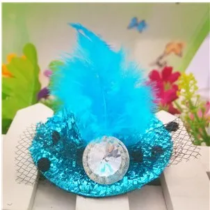 Crystal Blue Горячая Распродажа, Детские вечерние заколки с цветами и перьями, праздничная детская заколка для волос, аксессуары для волос для детей, подарок на день рождения для девочек - Окраска металла: Crystal Blue