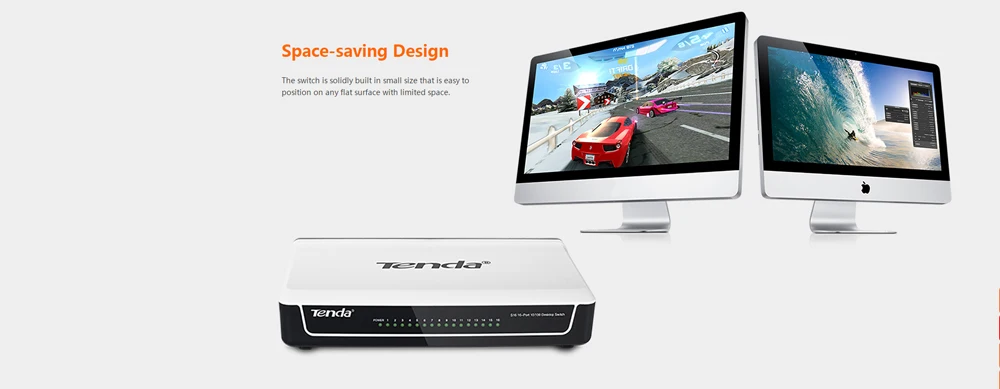 Tenda S16 16-Порты и разъёмы Настольный Ethernet-коммутатор, 10/100 Мбит/с автосогласования RJ45 Порты, auto MDI/MDIX