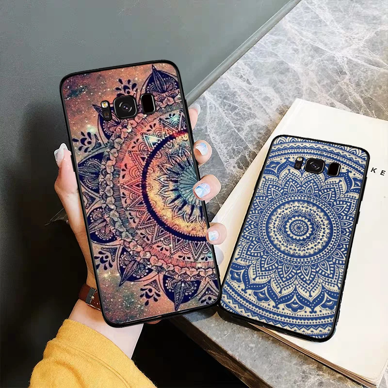 Силиконовый чехол с синей мандалой для Samsung S6 Edge S7 S8 Plus S9 S10 S10e M10 M20 M30 M40|Бамперы| |