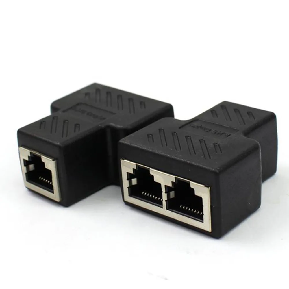 Преобразование добавить Ethernet пластиковый медный сердечник от 1 до 2 LAN RJ45 разъем