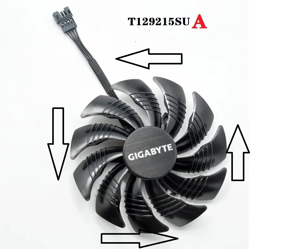 A 88 мм T129215SU 4Pin вентилятор охлаждения для Gigabyte GTX 1050 1060 1070 960 RX 470 480 570 580 Графика карты кулер вентилятор - Цвет лезвия: A