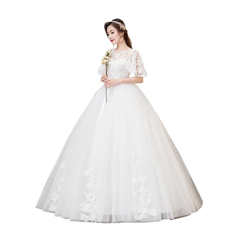 Alilove 2019 New Style Manufacturer Direct White Wedding Dress Elbow-Sleeve Bride Temperament | Свадьбы и торжества