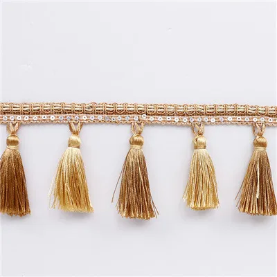 Gold yellow Qgvish 12 м занавеска с кисточками, бахрома, кружевная отделка, сделай сам, шитье, диван, сценическая ткань, занавески, аксессуары, кружевная лента, ремни, отделка, домашний декор - Цвет: Gold yellow