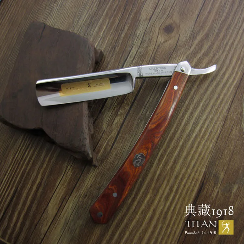 

free shipping Titan razor wooden handle stainless steel blade shaving sharp