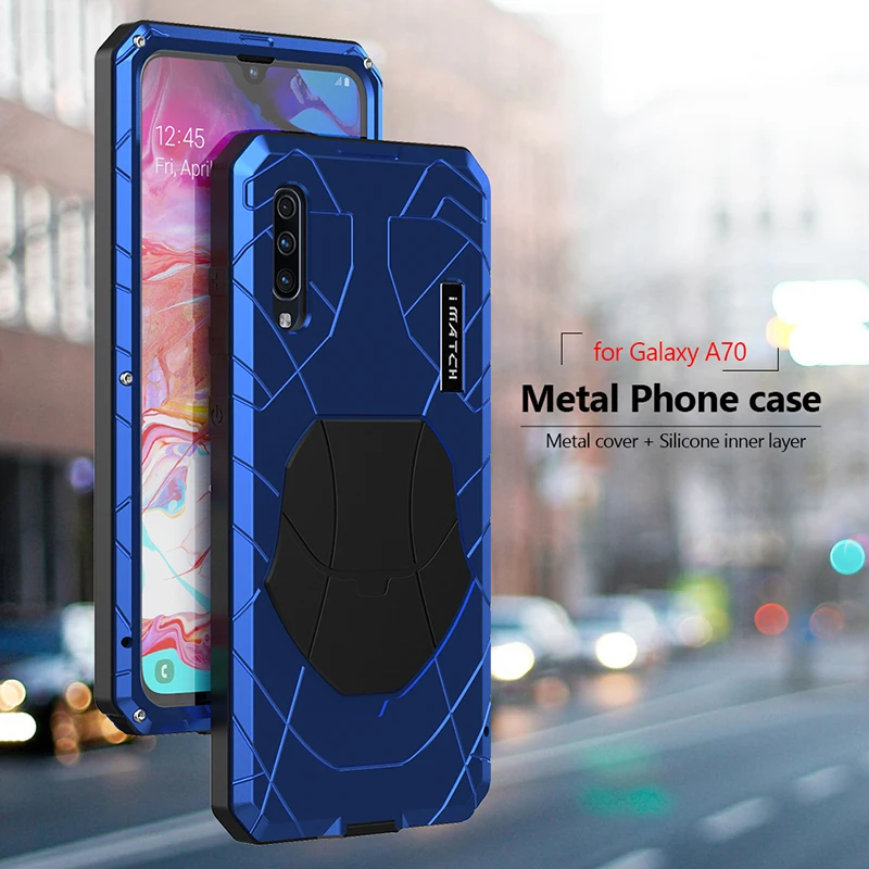 Для samsung Galaxy A70 чехол для телефона жесткий алюминиевый металлический Закаленное стекло Защитная крышка для экрана сверхпрочный защитный силиконовый чехол