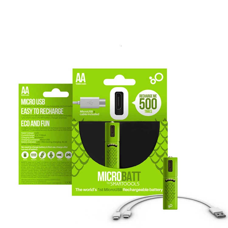 SMARTOOOLS 2 шт./упак. AA Mirco USB аккумуляторная батарея АА Ni MH 1000 мАч 1 в игрушки удаленные