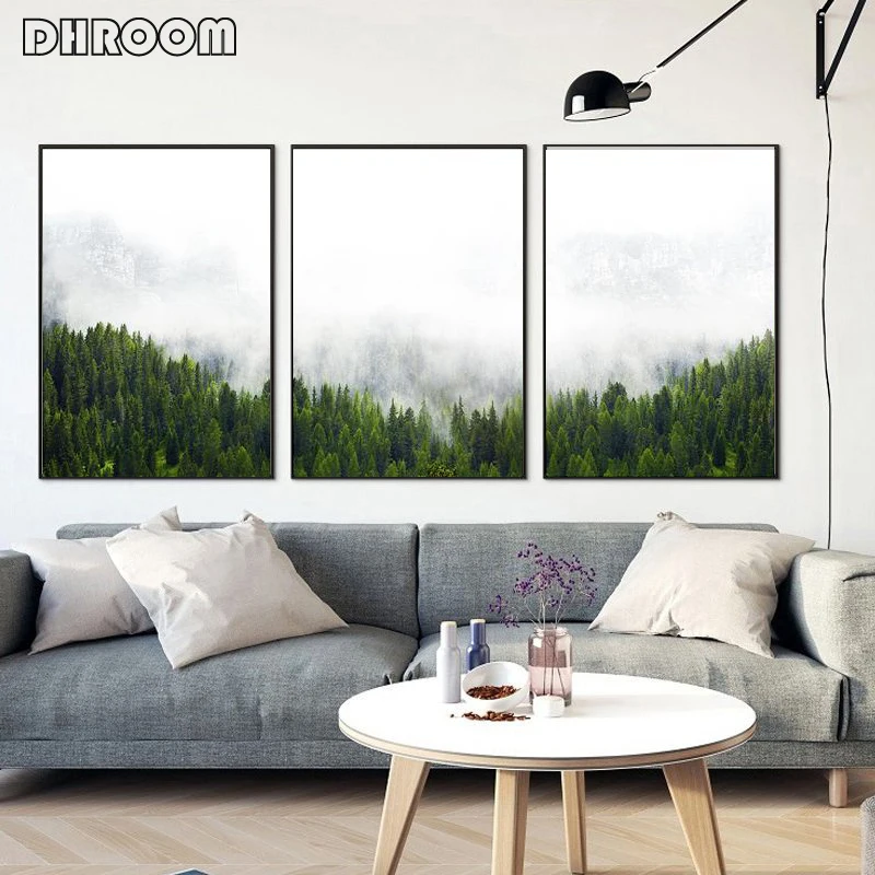 Настенные плакаты DHROOM в скандинавском стиле с изображением лесного пейзажа