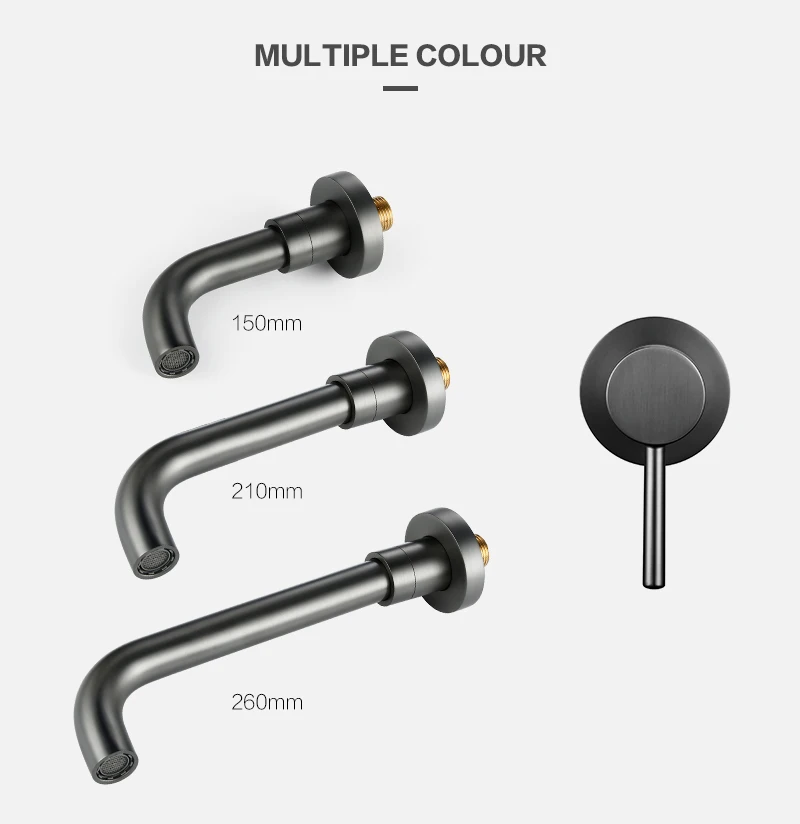 Wall Mounted Gunmetal Basin Faucet Single Handle Mixer Tap Hot Cold Bathroom Water Wholesale Bath Black White Rose Gold Faucet