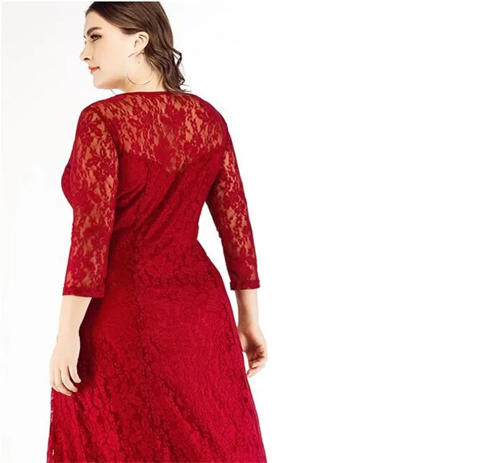 Большие размеры, XL-6XL, летнее кружевное платье, женские вечерние платья макси, женские элегантные длинные платья с круглым вырезом, Vestidos G85