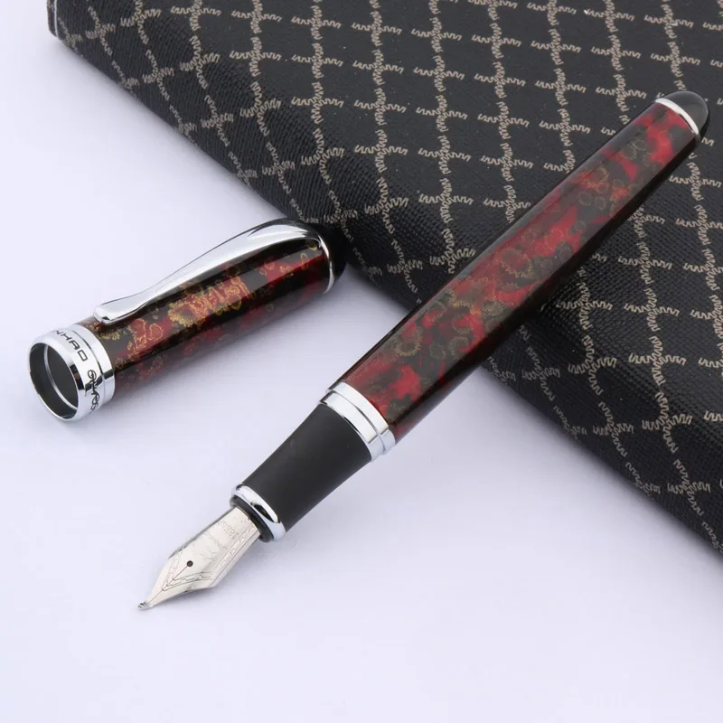 Jinhao Красный Ледяной цветок 750 Серебряная отделка перо для каллиграфии перьевая