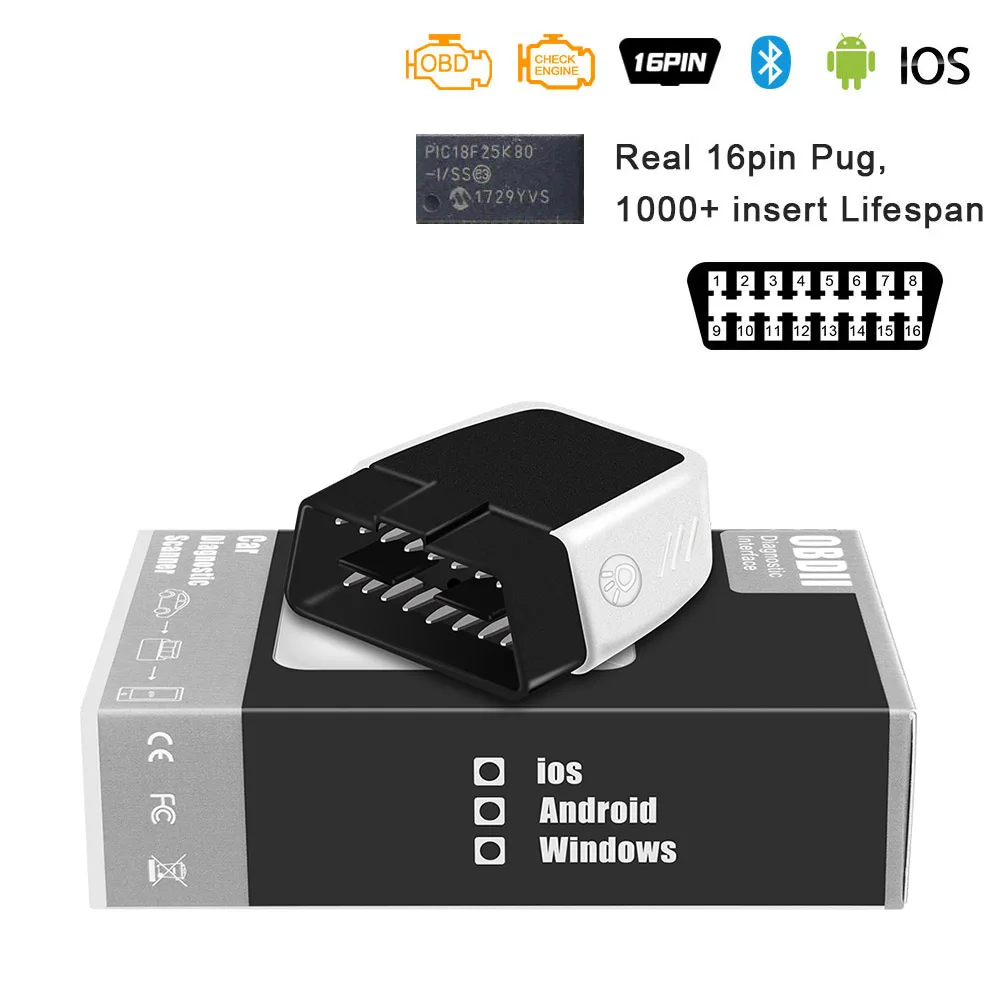 V2.2 Bluetooth 4.0 ELM327 V2.2 PIC18F25K80 OBD2 bluetooth 4,0 wifi сканер для Android/IOS ELM 327 V1.5 Wi-Fi OBD OBD2 автомобильный диагностический сканер инструмент - Цвет: V2.2 Bluetooth 4.0