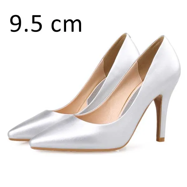Silver Pumps 9.5cm Женские брендовые туфли-лодочки на высоком каблуке, с острым носком, на тонком каблуке, без шнуровки, офисные женские модельные туфли, женские однотонные туфли-лодочки размера плюс - Цвет: Silver Pumps 9.5cm