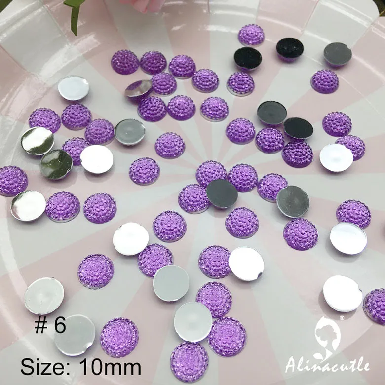 No 6 light purple 100 шт 10 мм драгоценные камни с плоским дном с плоской задней поверхностью, круглые алмазные кристаллы, наклейки "камни", драгоценные камни, поделки своими руками, художественные ремесла, кристаллы для скрапбукинга - Цвет: No 6 light purple