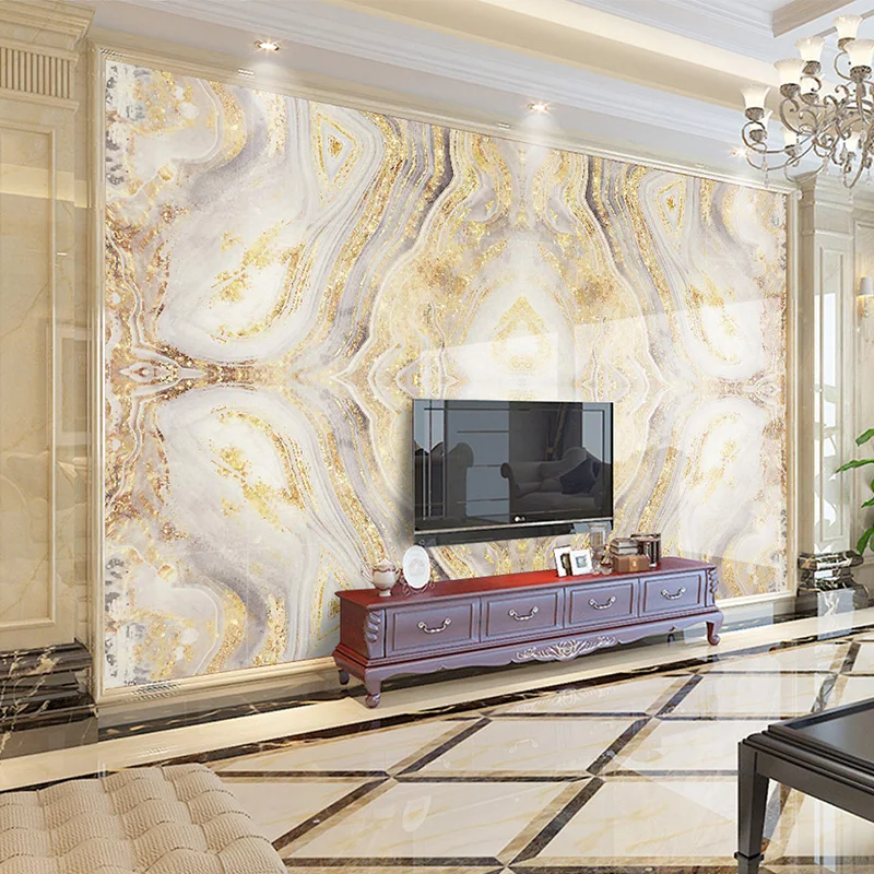 Винтажный нетканый 3D роскошный золотой мраморный узор фрески водонепроницаемые
