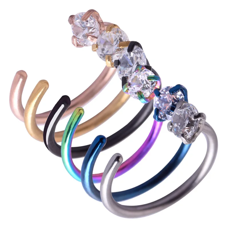 

Fashion Cute Girl Stainless Steel Zircon Nose Ring Women Fale Piercing Crystal Clip Hoop Ring Female Body Jewelry Party Gift