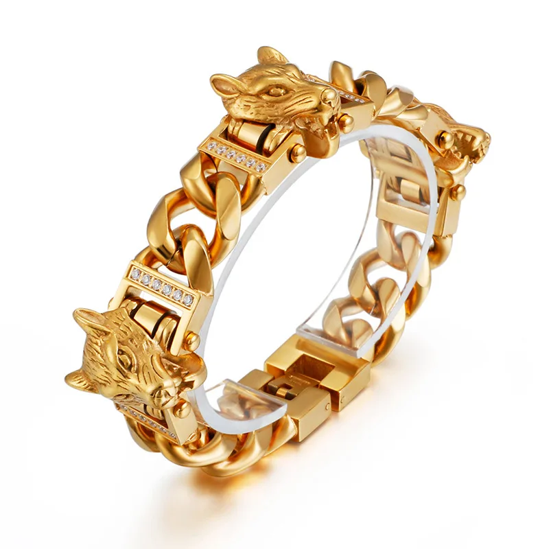 В стиле хип-хоп байкерские крутые 3 волчьи головы комплект кубинский Майами звено