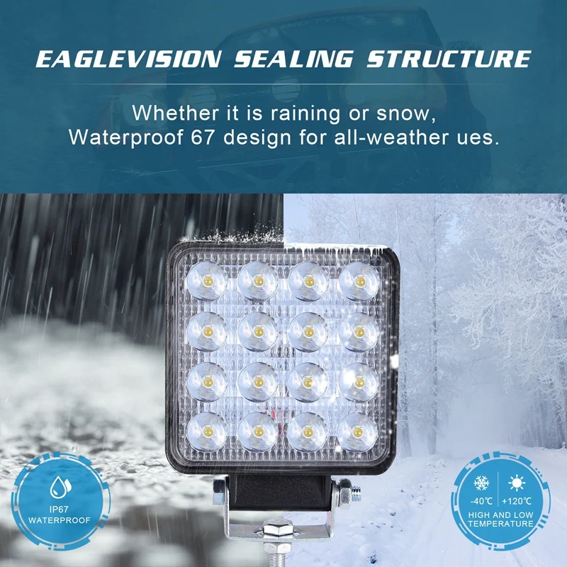 Led Light Bar 2Pcs 4 Inch 160W Square Work Offroad Fog Truck Driving Boat Lighting For Je-ep | Автомобили и мотоциклы