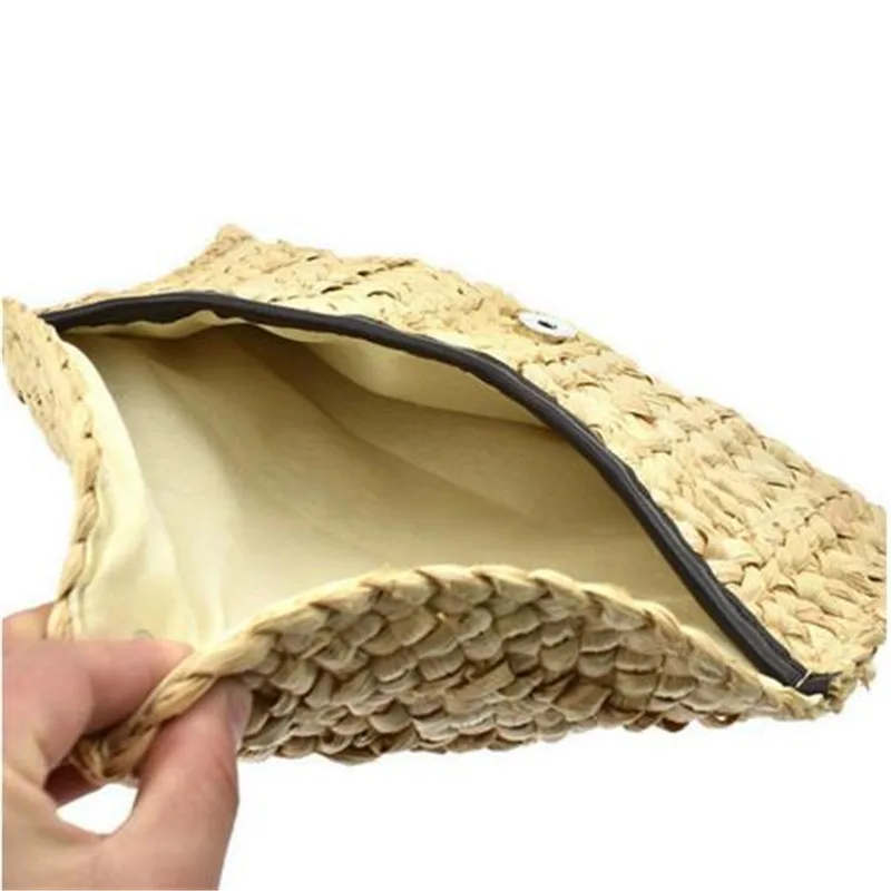 Женский Плетеный клатч из натуральной соломы Пляжная плетеная дамская