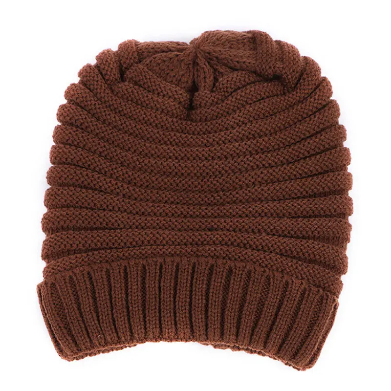 Вязаные зимние шапки с флисовой подкладкой для мужчин и женщин Теплые Мешковатые