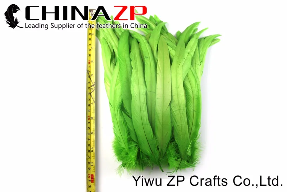 CHINAZP Factory 200 шт./лот от 25 до 30 см в длину окрашенное лаймовое зеленое перо гризли