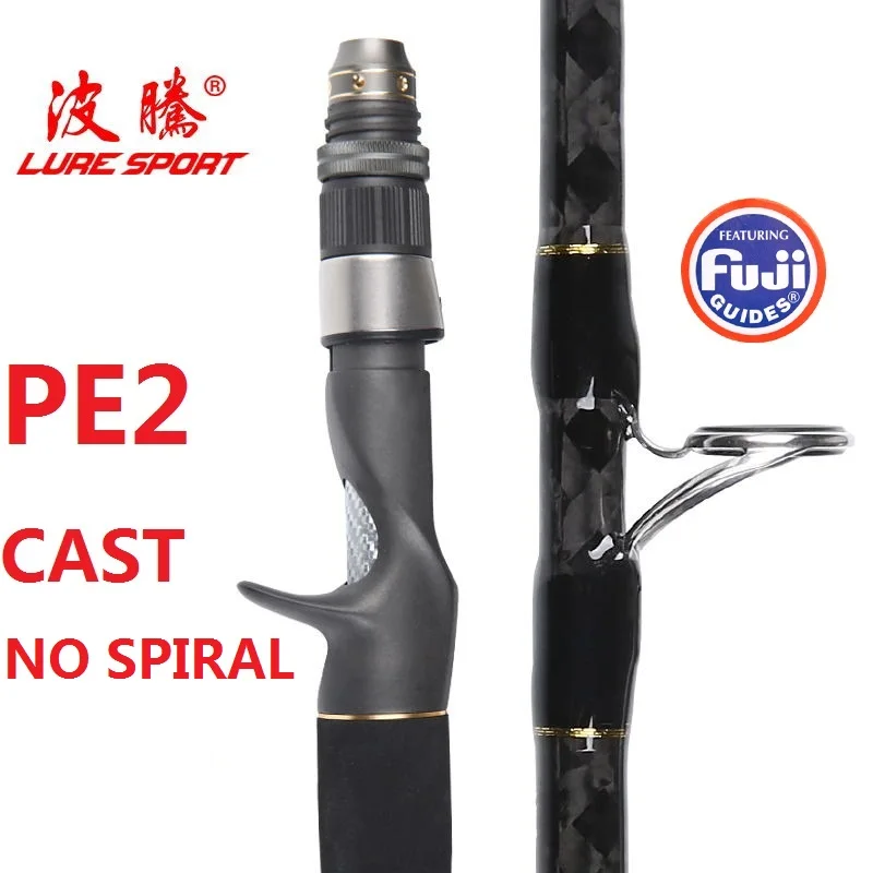 LURESPORT медленное отжимное удилище 1,9 м X поперечные Углеродные направляющие FUJI Катушка для спиннинга 60-260 г PE2-4 1,5 секционная лодочная удочка - Цвет: PE2 CAST NO SPIRAL