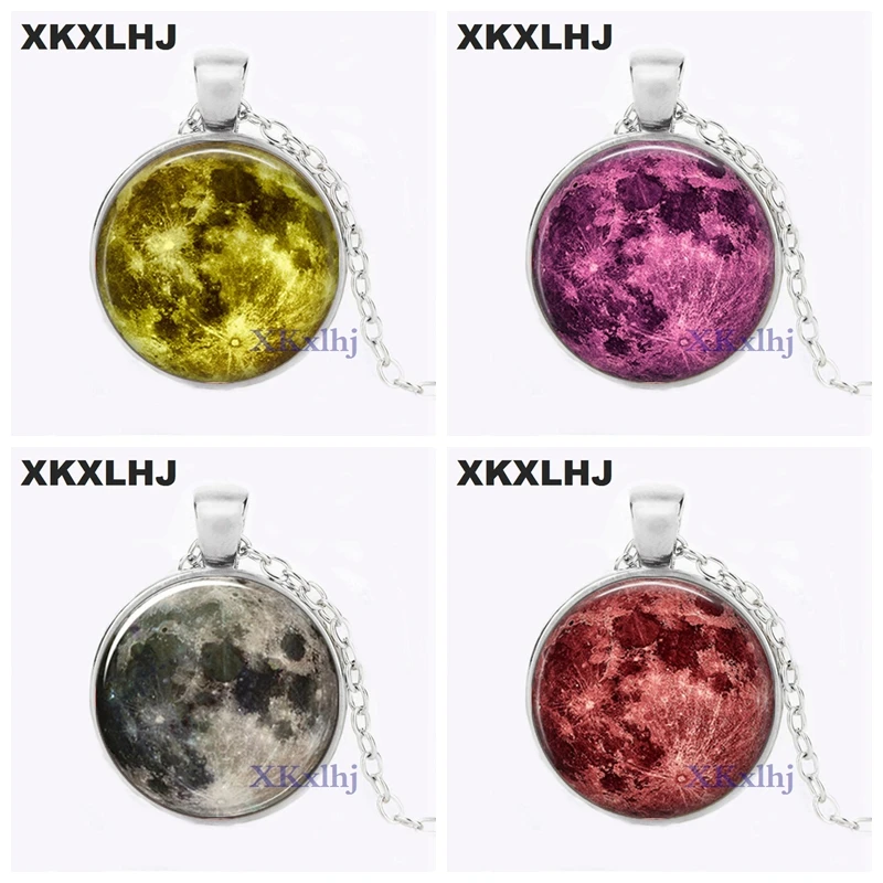 XKXLHJ стеклянные круглые ожерелья 8 Разных голубых мятных зеленых лунных ожерелий