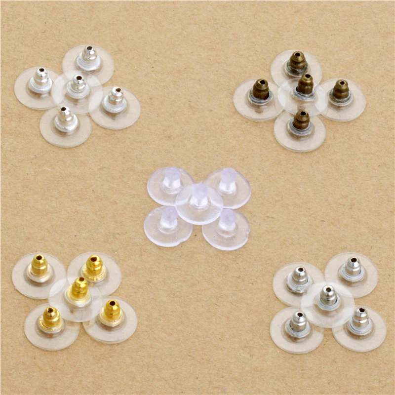 100 шт. медные золотистые Родиевые Серебристые античные бронзовые Силиконовые