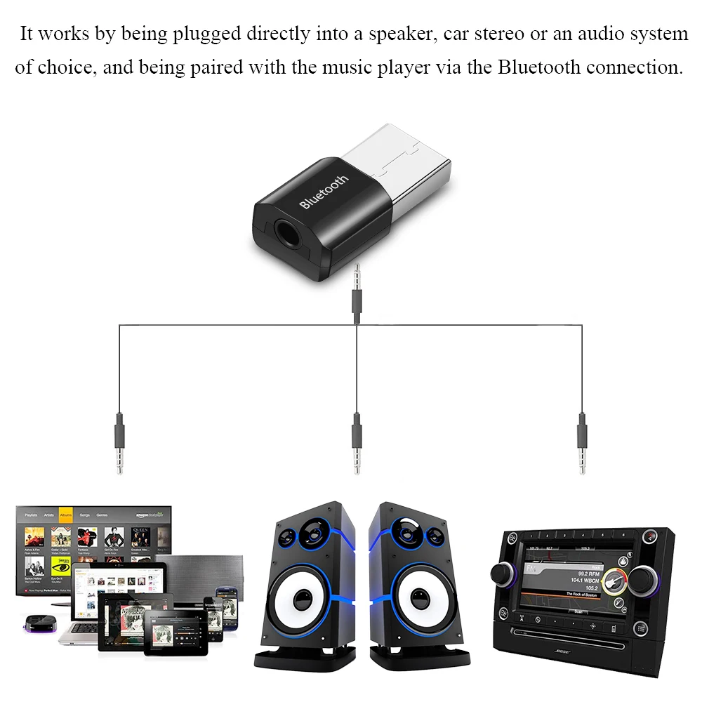 USB мини Bluetooth аудио приемник стерео 3 5 мм Музыка внешний адаптер для подзарядки