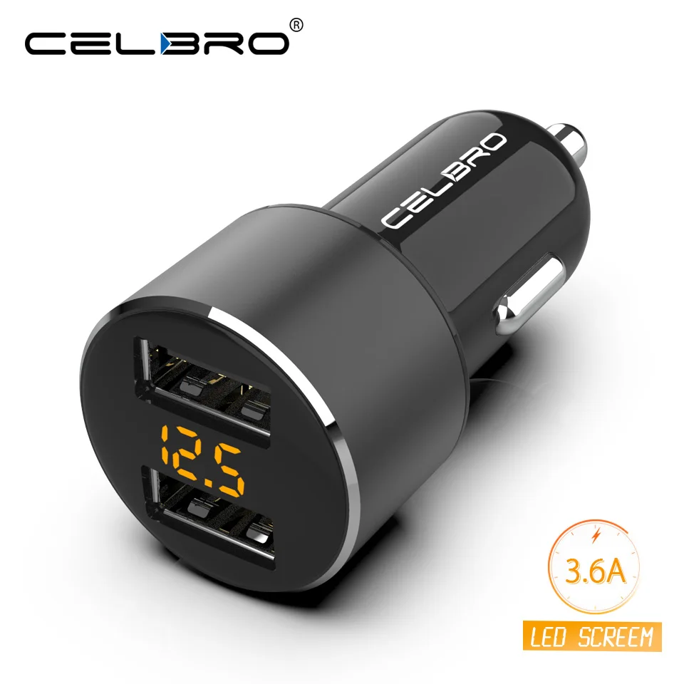 Автомобильное зарядное устройство с двумя usb-портами A, светодиодный дисплей, автомобильное зарядное устройство с металлическим USB, автомобильное зарядное устройство, автоматическая зарядка для мобильного телефона Xiaomi, зарядное устройство Usb s