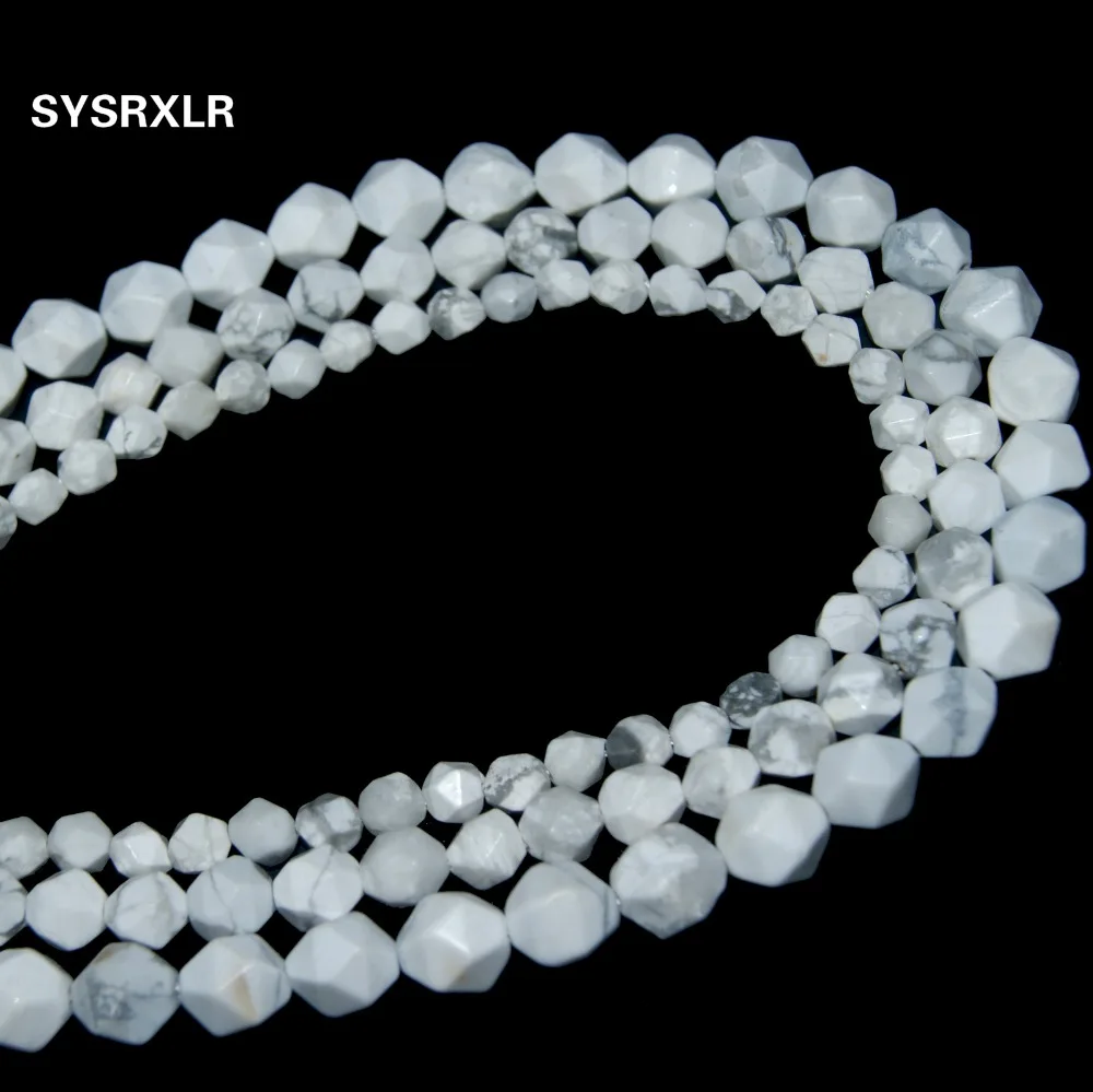 Граненые белые бирюзовые бусины Howlite из натурального камня круглые