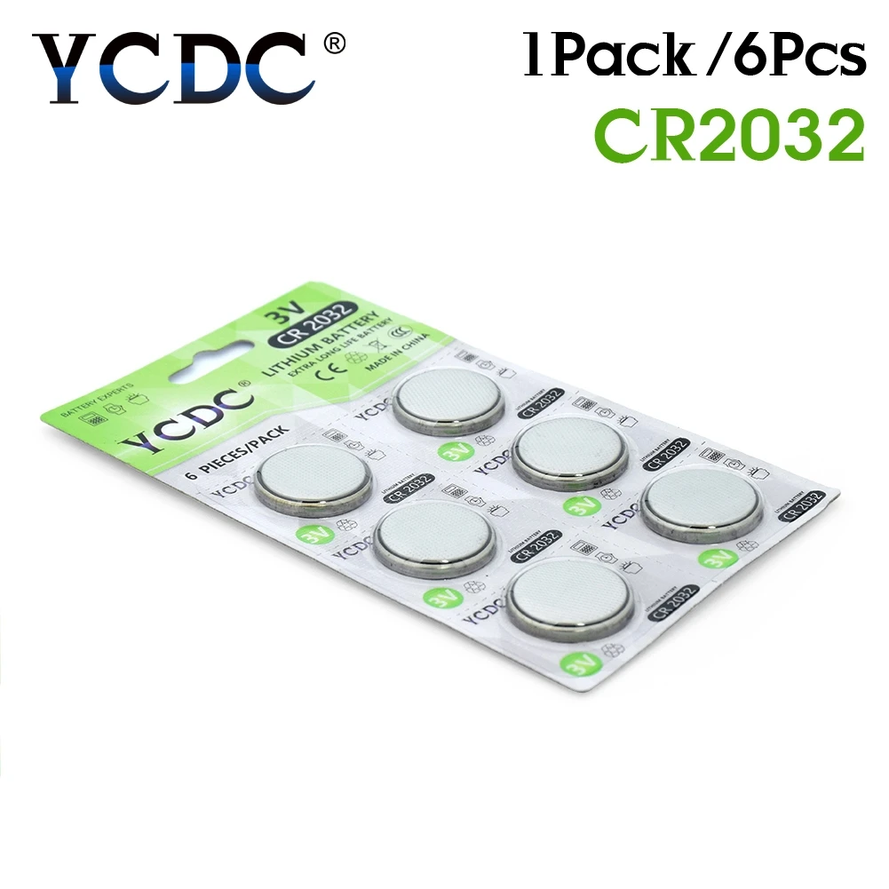 YCDC 1 карта/6 шт. PKCELL батарея CR2032 3 В литиевая Кнопка батарея BR2032 DL2032 ECR2032 CR 2032 литиевая