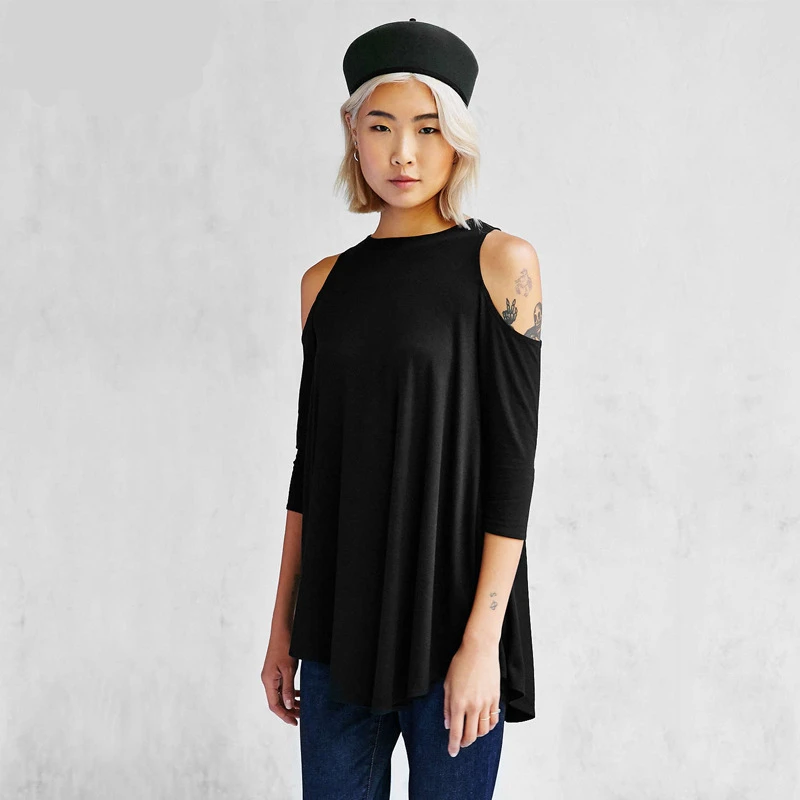 

Fashion T Shirt Women Nice Sexy Off Shoulder Casual Tops Long Sleeve Xxl T Shirt Loose Solid Casual A514