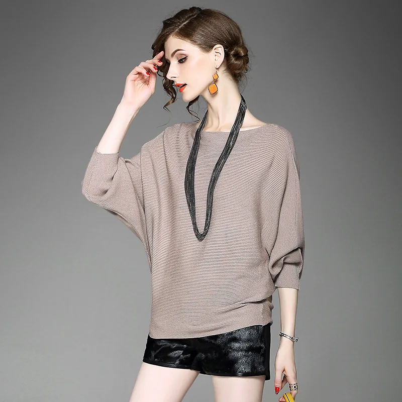women knitted sweater Women autumn elegant batwing sleeve jumper pull femme Winter casual loose pullover | Женская одежда