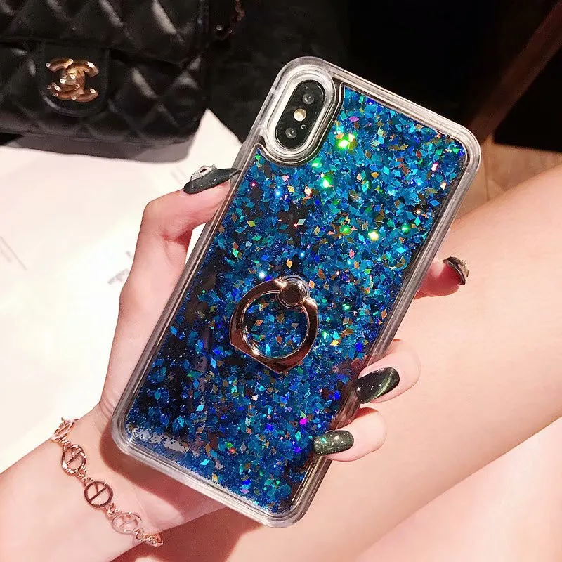 DISCASE чехол для телефона iphone 8 7 6 6s плюс роскошный кольцо покрытие динамический Плывун красочный блестки X