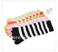 6pairslot christmas day gift separate toe women 5 fingers toes candy color striped cute cotton stripe separate toes socks