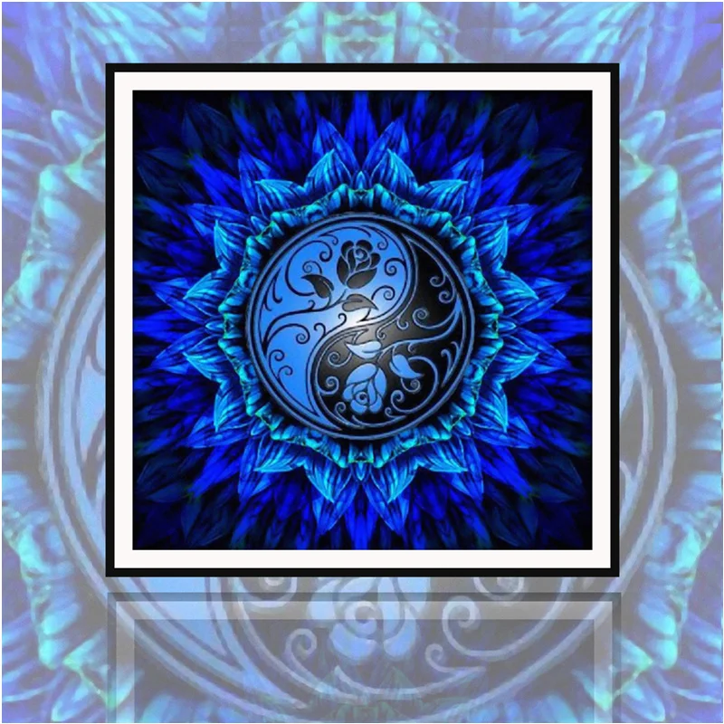 ZJZY 5D Diy Diamond Painting Blue Mandala Flower Handmade Home Gift Embroidery Picture Mosaic Round Rhinestone LY657 | Дом и сад